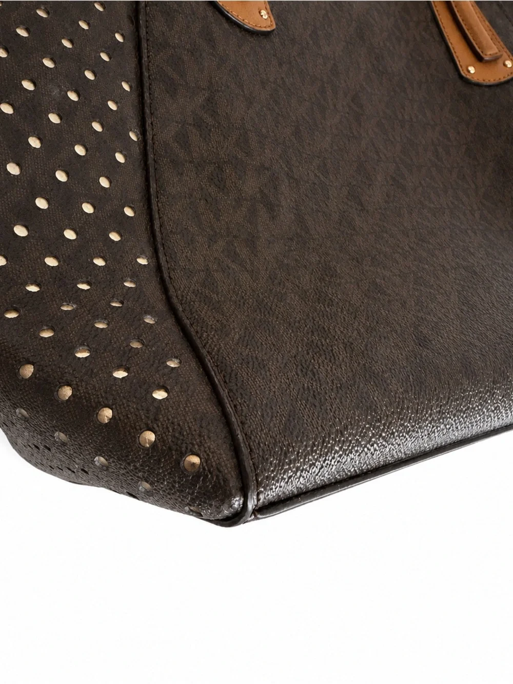 Michael Kors Tote East West Signature Jacquard Voyager Dark Brown Bag Purse